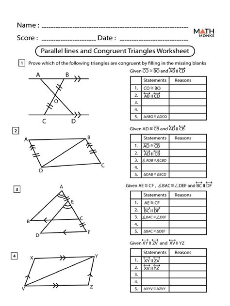 Parallel Lines And Congruent Triangles Worksheet Pdf Worksheets Library