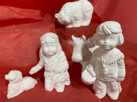 Ceramic Bisque Kimple13 Pcs Native American Indian Nativity Etsy