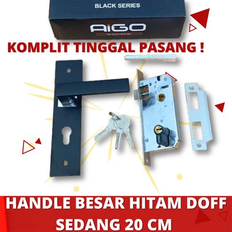 HENDEL PINTU MINIMALIS HITAM DOFF KUNCI PINTU RUMAH UKURAN SEDANG