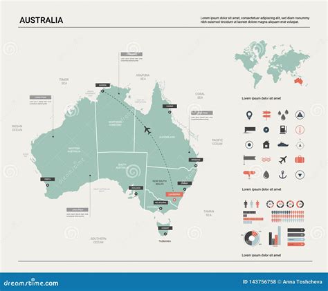 Vector Map Of Australia High Detailed Map With Division Cities And