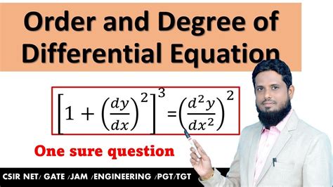 ORDER AND DEGREE OF DIFFERENTIAL EQUATION Calculas Pgt Math