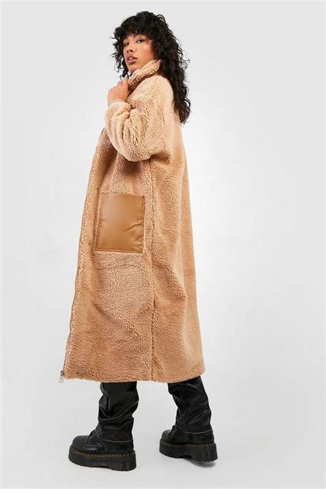 Jackets And Coats Longline Teddy Faux Fur Coat Boohoo