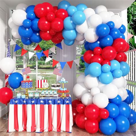 Red White And Blue Balloon Garland Arch Kit 102 Pcs Royal Light Blue