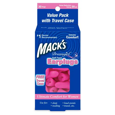 Mack S Dreamgirl Soft Foam Earplugs 30 Pair Pink Small Ear Plugs