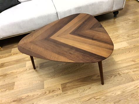 Walnut Coffee Table Triangle Round Ellipse Wood Modern Coffee Etsy