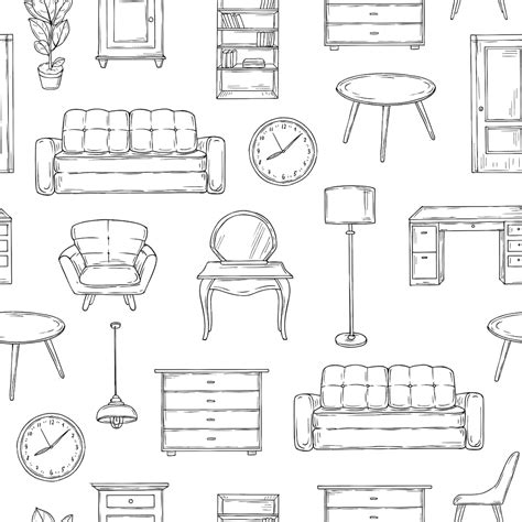 Premium Vector | Sketch furniture pattern