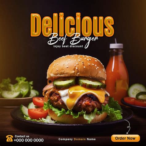 Premium Psd Delicious Burger Social Media Post Banner Food Menu Template