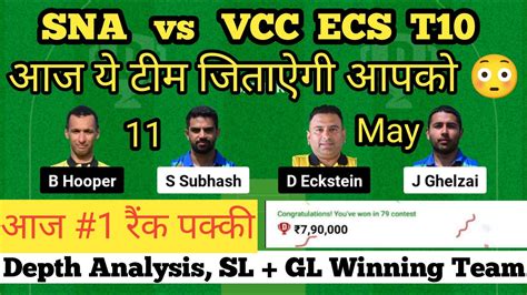 Sna Vs Vcc Dream Prediction Fancode Ecs T Dream Team Today T