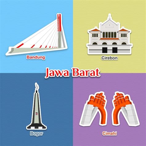 Colección de monumentos de java occidental de indonesia vector gratis