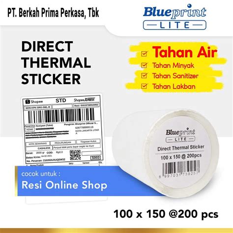 Jual Direct Label Sticker Thermal Roll Blueprint Label A Sticker