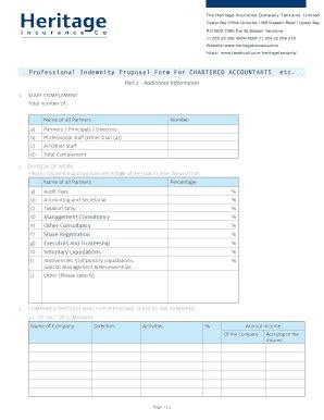 Fillable Online Professional Indemnity Proposal Form For CHARTERED