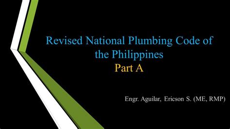 Revised National Plumbing Code Of The Philippines Part A Youtube