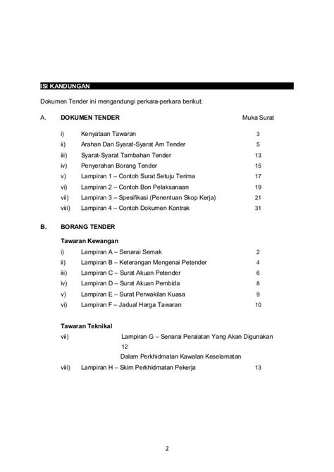 Contoh Dokumen Tender Lengkap