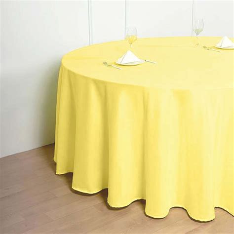 120 Yellow Polyester Round Tablecloth Tableclothsfactory