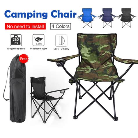 Portable Folding Camping Chair Fishing Chair With Arm Rest Cup Holder