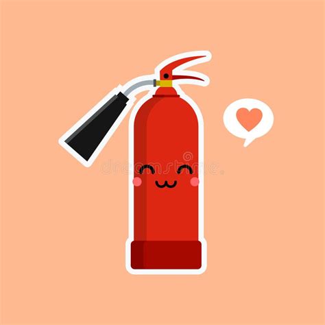 Emoji Fire Flame and Red Fire Extinguisher Icon Set Isolated on a Color Background. Hot Cartoon ...