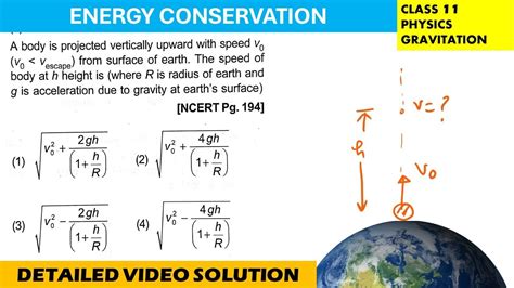 A Body Is Projected Vertically Upward With Speed Vo Vo Vescape From