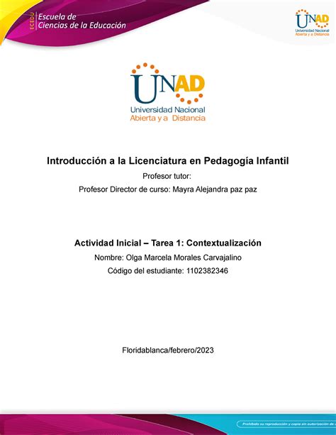 Actividad 1 Introducción a la Licenciatura en Pedagogía Infantil