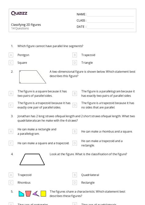 50 Classifying Quadrilaterals Worksheets For 4th Grade On Quizizz