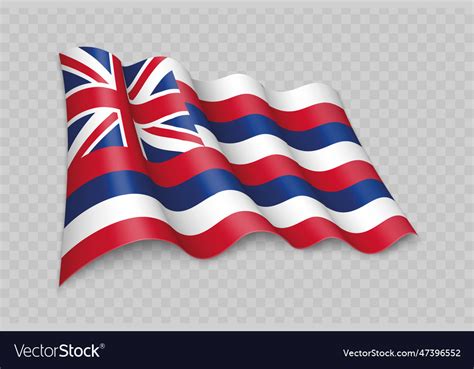 D Realistic Waving Flag Of Hawaii Is A State Vector Image