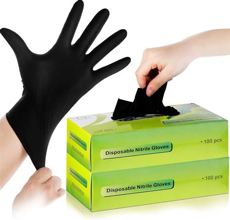 Piezas Guantes De Nitrilo Guantes Negros Desechables Para Trabajo