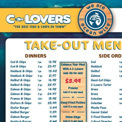 Take Out Menu - C-Lovers Fish & Chips