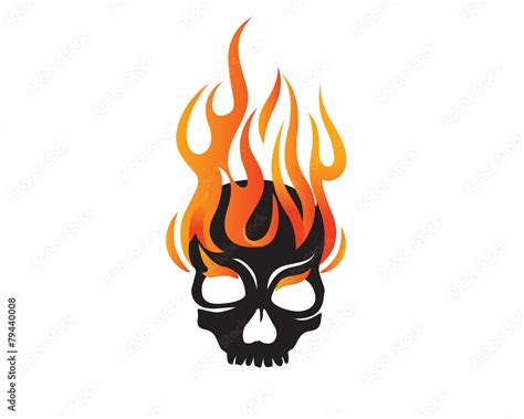 Skull Fire Logo Icon Stock Vector | Adobe Stock