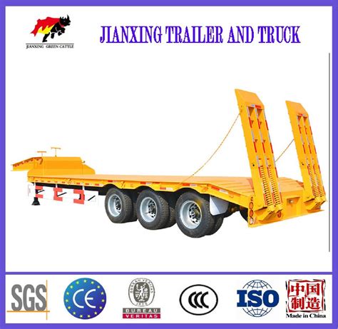 3 Axle Low Bed Trailers Low Boy 100 Ton Lowboy Semi Trailer China