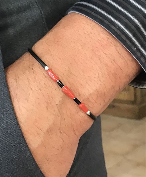 Bracelet Homme En Corail Corse Rouge Veritable