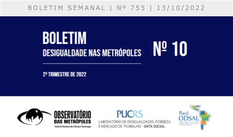 Boletim do Observatório das Metrópoles divulga novos dados sobre