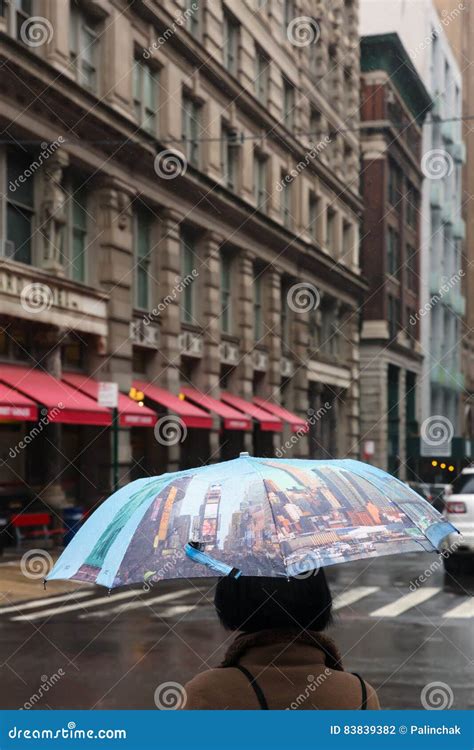 Woman with an Umbrella in the Streets of NYC Editorial Photography - Image of rainy, people ...