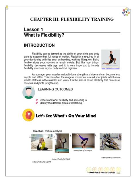 Chapter Iii Flexibility Training Lesson 1 What Is Flexibility Pdf Flexibility Anatomy