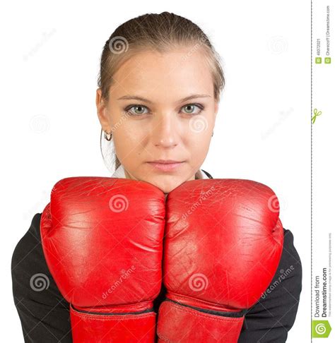 Guantes De Boxeo De La Empresaria Que Desgastan Imagen De Archivo