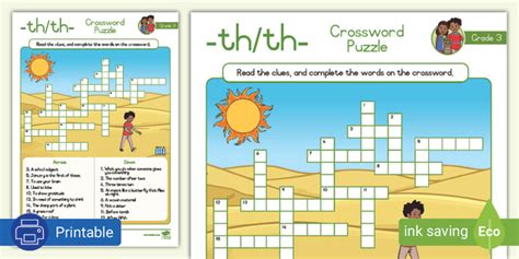 Grade 3 Phonics Crossword Puzzle Th Th Teacher Made Worksheets