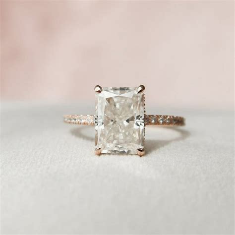 Solitaire Jewels 2 5ct Radiant Pave And Hidden Halo Moissanite Engagement