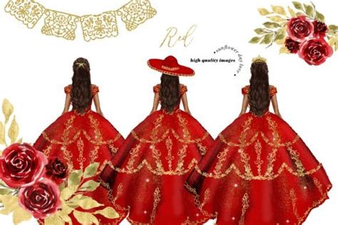 Red And Gold Princess Dress Clipart Graphic By Sunflowerlove · Creative Fabrica