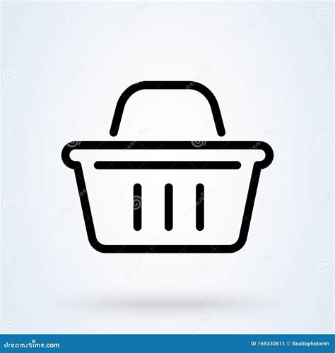 Shopping Basket Icon Thin Line Simple Vector Modern Icon Design