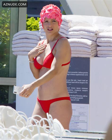 Michelle Hunziker Sexy Wearing Red Bikini In Milano Marittima Aznude