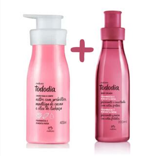 Kit Framboesa E Pimenta Rosa Creme Hidratante Body Splash Tododia