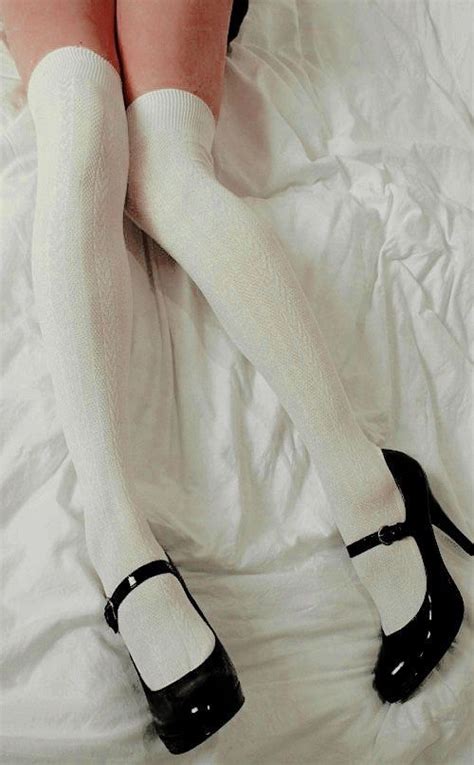 Knee Socks White Long Knee High Heels Black Aesthetic Aes Sock