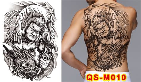 Full Back Tattoo Sticker Guan Gong Zhao Yun Carp Erlang Shen Da Full ...