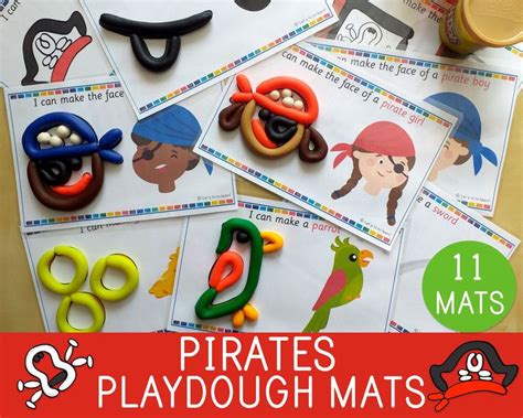 Pirate Playdough Mats For Kids To Practice Counting And Matching