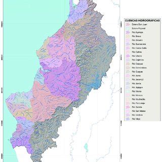 Mapa de cuencas hidrográficas de la provincia de Manabí Ecuador