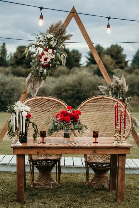 This Red And Sage Backyard Wedding Had A Special Fire Ceremony