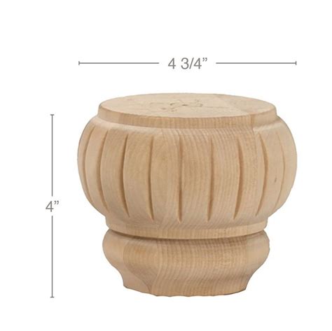 Traditional Round Reeded Bun Foot 4 34dia X 4hpoplar Wood