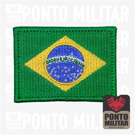 Bandeira Do Brasil Patch Bordado 7x5cm Ponto Militar Patches