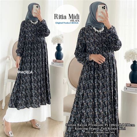 Jual RITIA MIDI DRESS MOELA HIJAB BERLABEL DAN ORIGINAL Shopee Indonesia