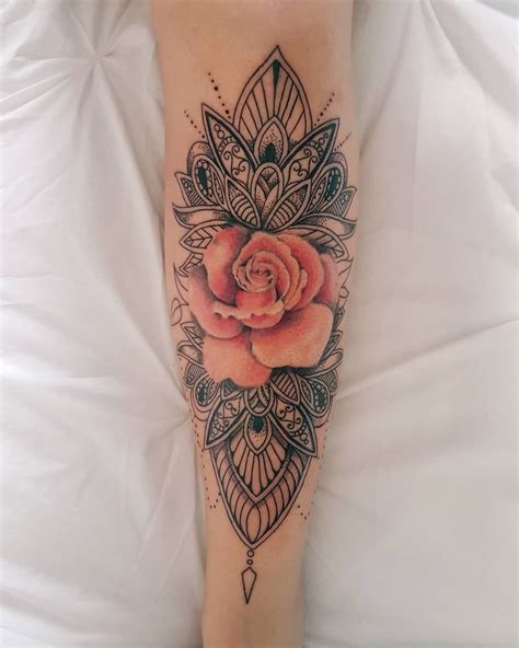 My Mandala Rose Shin Tattoo Sleeve Tattoos Tattoos Girly Tattoos