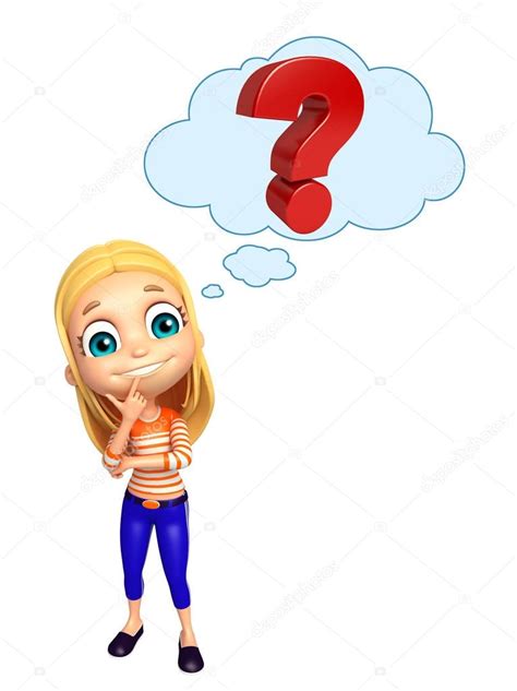 Kid Girl With Question Mark Sign Stock Illustration By