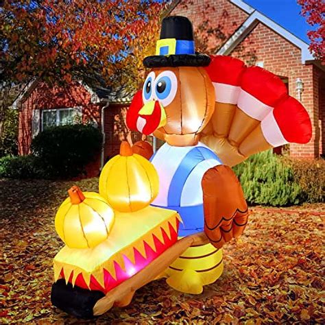 Joiedomi Ft Thanksgiving Inflatable Turkey Pushing Cart With Built In